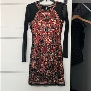 Floral Sequin Mesh Dress